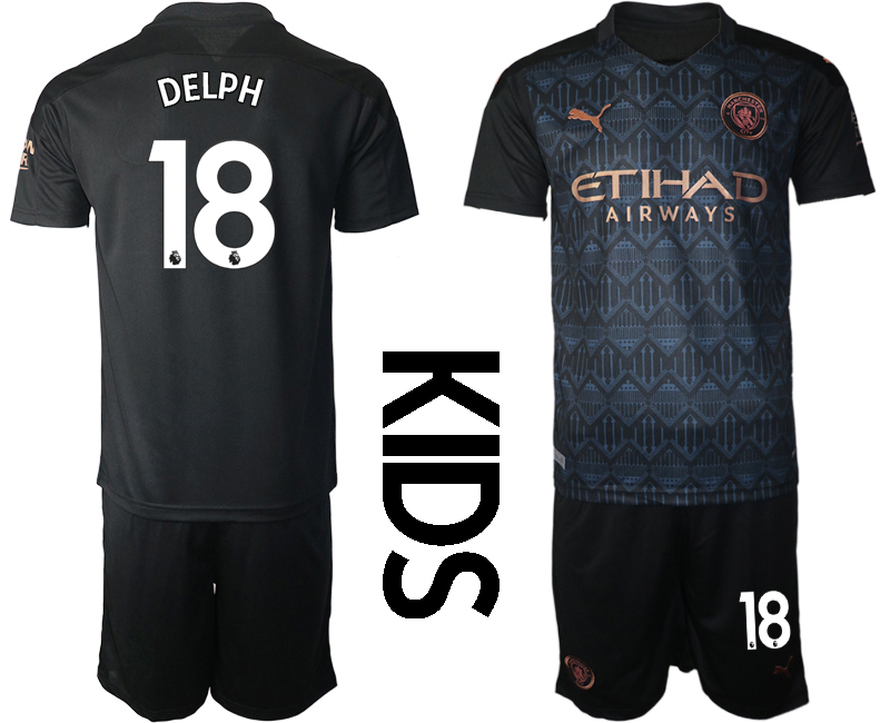 Youth 2020-2021 club Manchester City away black #18 Soccer Jerseys->manchester city jersey->Soccer Club Jersey